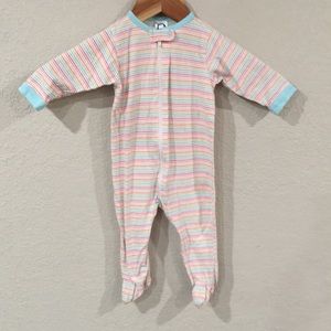 Gerber Baby Sz 6-9M Colorful Striped Footie Sleeper Zip 100% Cotton